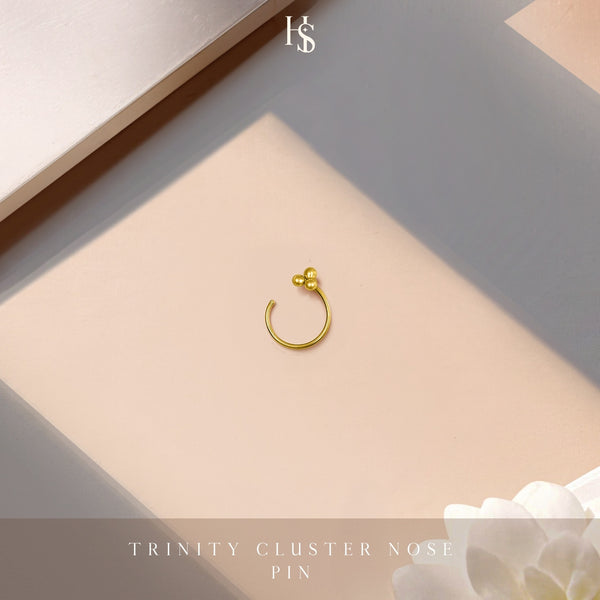 Trinity Cluster Nose Pin in 925 Sterling Silver with 18k Gold Finish For Women