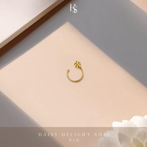Daisy Delight Nose Ring in 925 Sterling Silver with 18k Gold Finish For Women