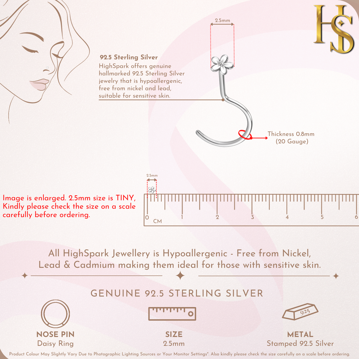 Daisy Delight Nose Pin in 925 Sterling Silver For Women