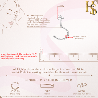 Daisy Delight Nose Pin in 925 Sterling Silver For Women
