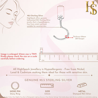Daisy Delight Nose Pin in 925 Sterling Silver For Women