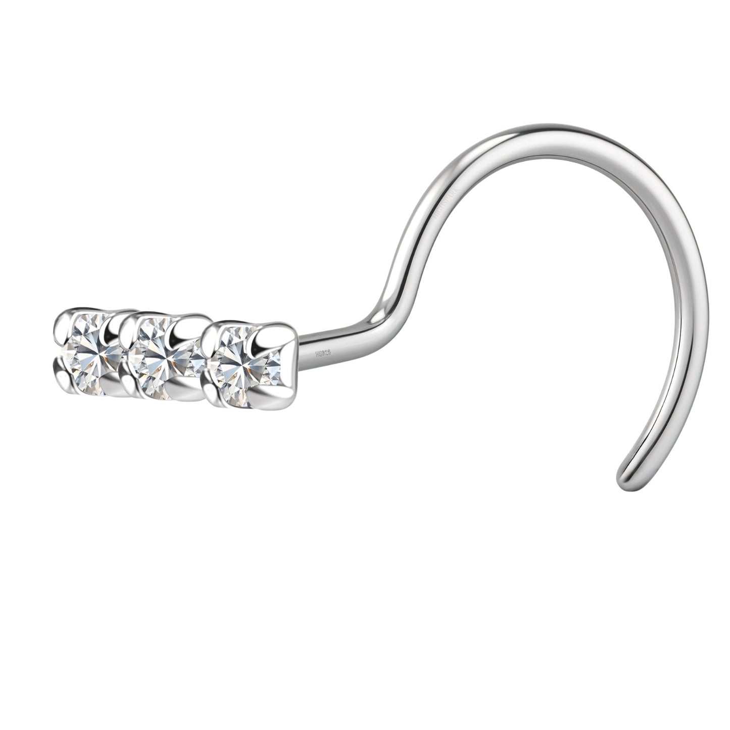Triple Solitaire Nose Pin in 925 Sterling Silver For Women