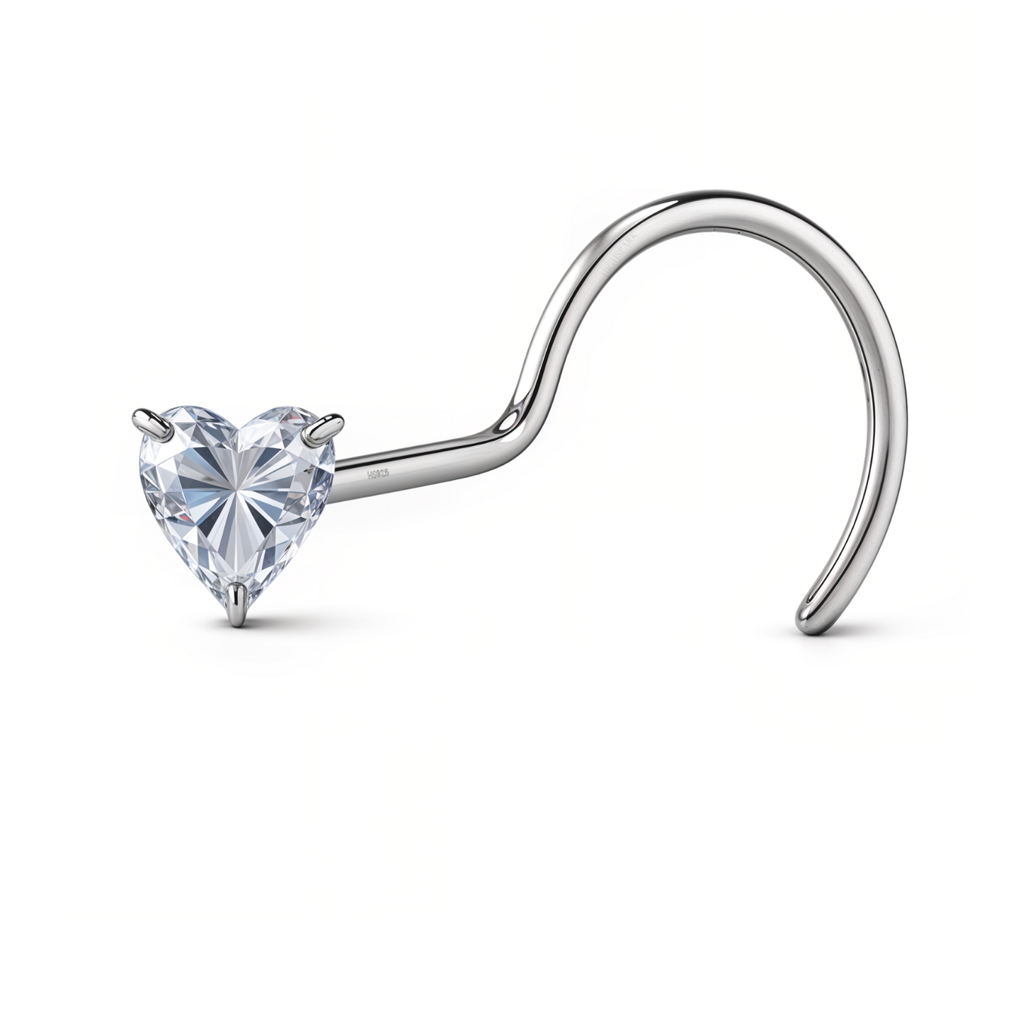 Sweet Heart Solitaire Nose Pin in 925 Sterling Silver For Women