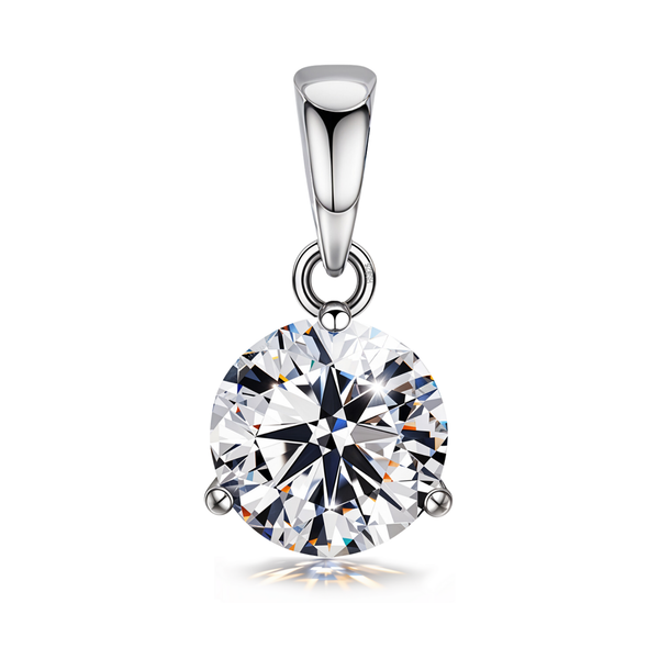 A classic martini pendant featuring a brilliant round American diamond in a three-prong setting.