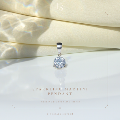 Sparkling Martini Pendant in 92.5 Sterling Silver With Diamond like Brilliance Zirconia