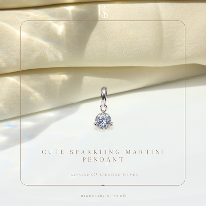 Cute Sparkling Martini Pendant With Chain in 925 Sterling Silver For Women