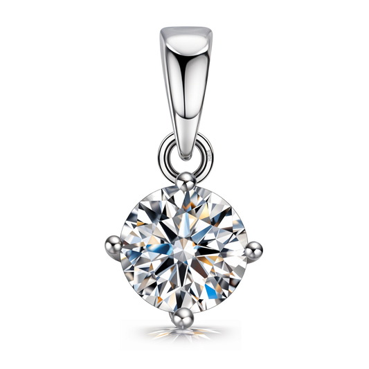 Classic Solitaire Pendant in 92.5 Sterling Silver With Diamond like Brilliance Zirconia - 6mm
