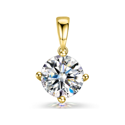 Solitaire Pendant with Chain in 92.5 Silver embellished with Sparkling Zirconia - 18K Gold finish - 6MM