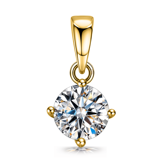 Solitaire Pendant with Chain in 92.5 Silver embellished with Sparkling Zirconia - 18K Gold finish - 6MM