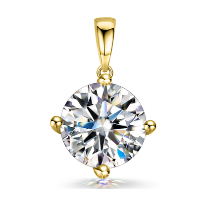 Solitaire Pendant with Chain in 92.5 Silver embellished with Sparkling Zirconia - 18K Gold finish - 8MM