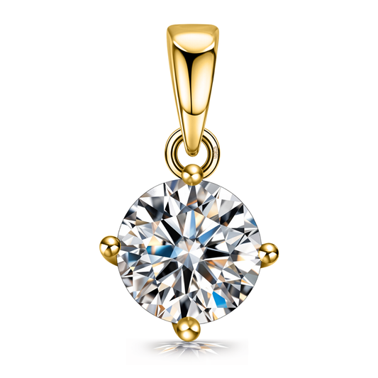Solitaire Pendant with Chain in 92.5 Silver embellished with Sparkling Zirconia - 18K Gold finish - 8MM