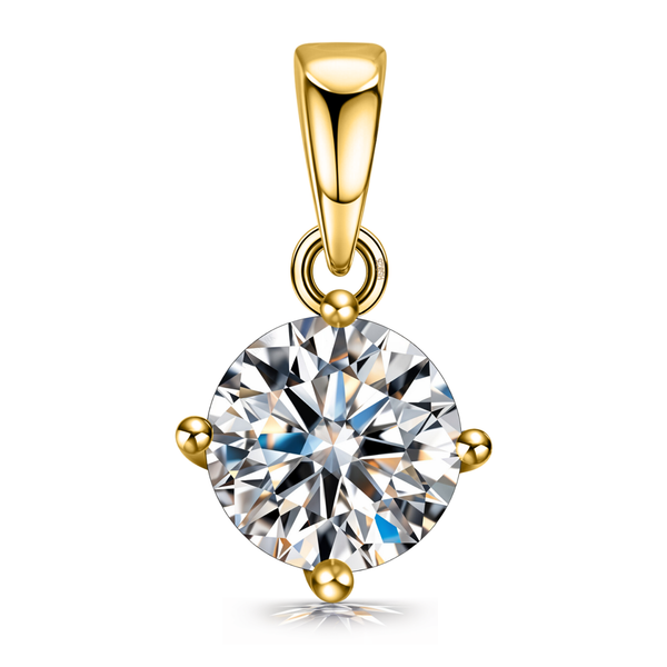 Solitaire Pendant with Chain in 92.5 Silver embellished with Sparkling Zirconia - 18K Gold finish - 8MM