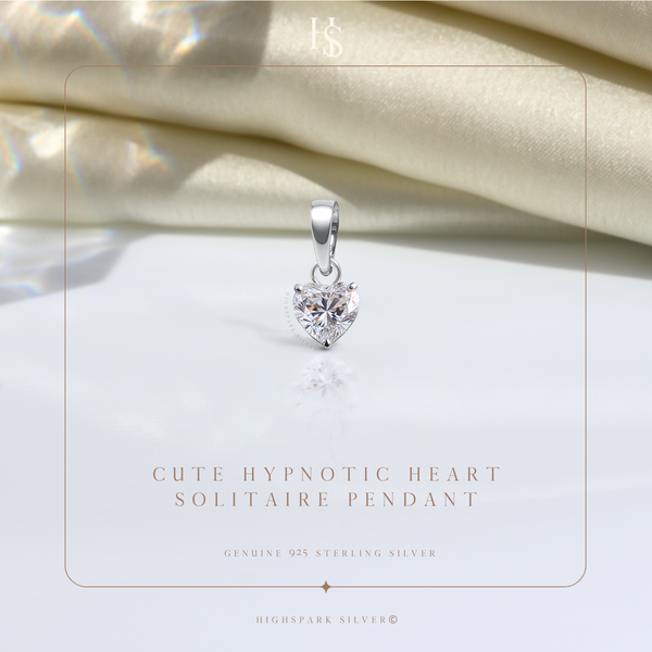 Hypnotic Heart Solitaire Pendant in 92.5 Sterling Silver With Diamond like Brilliance Zirconia.