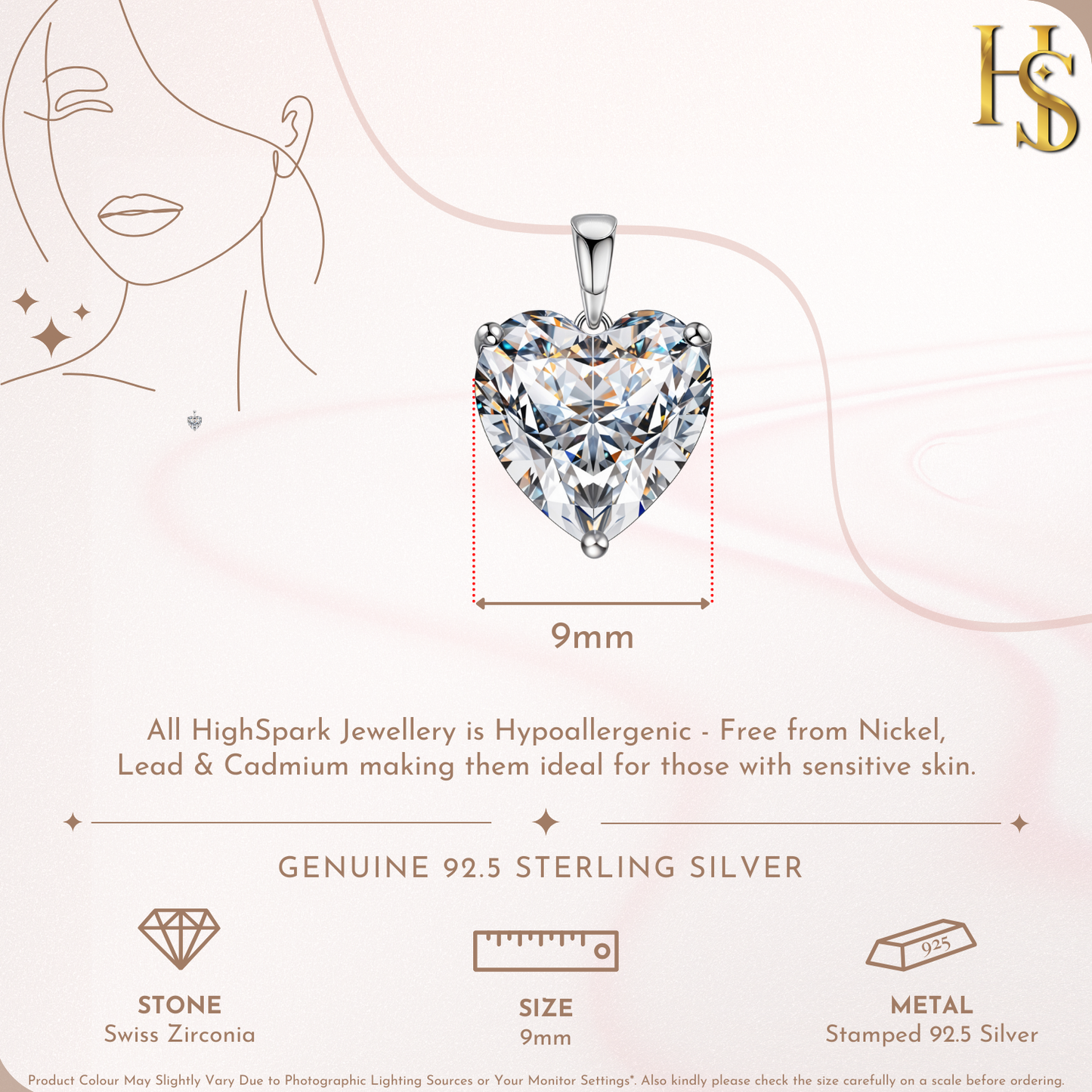 Hypnotic Heart Solitaire Pendant in 92.5 Sterling Silver With Diamond like Brilliance Zirconia