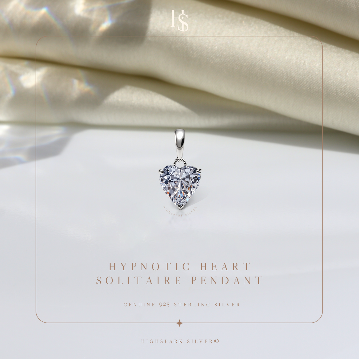 Hypnotic Heart Solitaire Pendant in 92.5 Sterling Silver With Diamond like Brilliance Zirconia