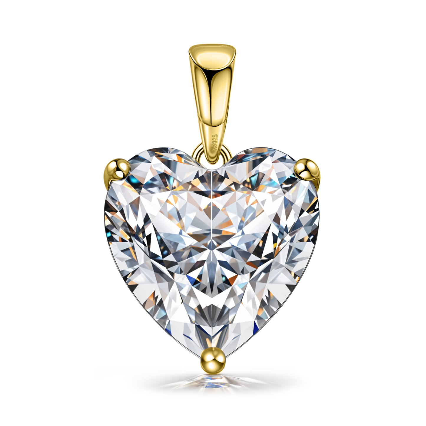 Gold Heart Solitaire Pendant with Chain embellished with Sparkling Zirconia in 18K Gold Finish - 92.5 Silver in 18K Gold Finish