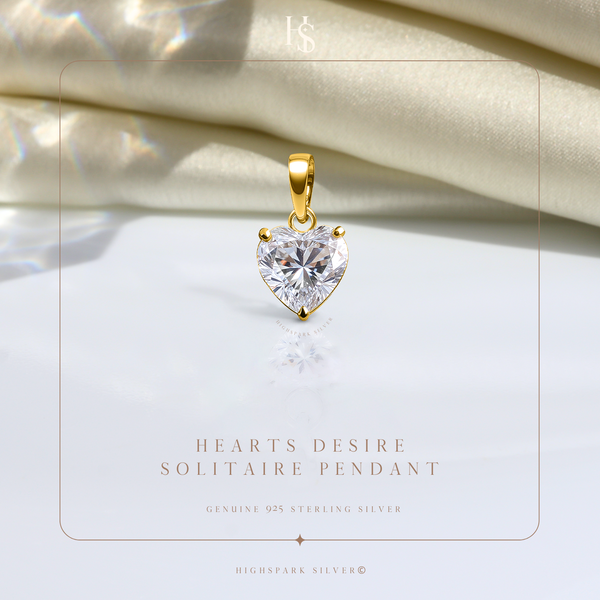 18K Gold Solitaire Pendant with Chain embellished with Sparkling Zirconia In 18K Gold Finish - 92.5 Silver
