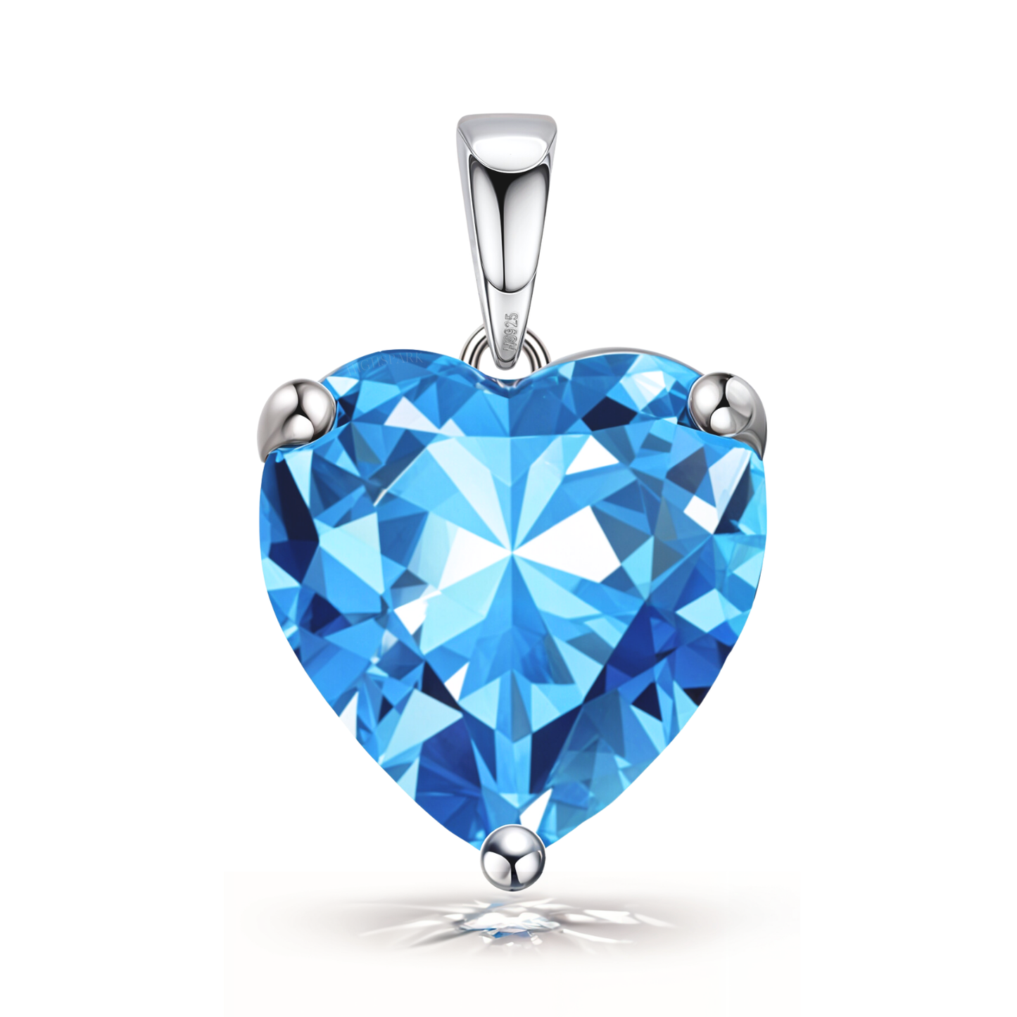 Blue Heart Solitaire Pendant in 92.5 Sterling Silver With Diamond like Brilliance Zirconia