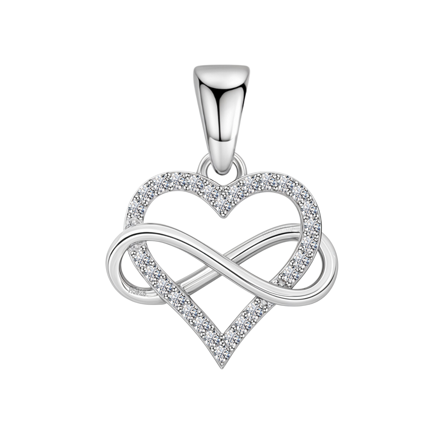 Intertwined Infinite Love Pendant in 92.5 Sterling Silver With Diamond like Brilliance Zirconia HighSpark