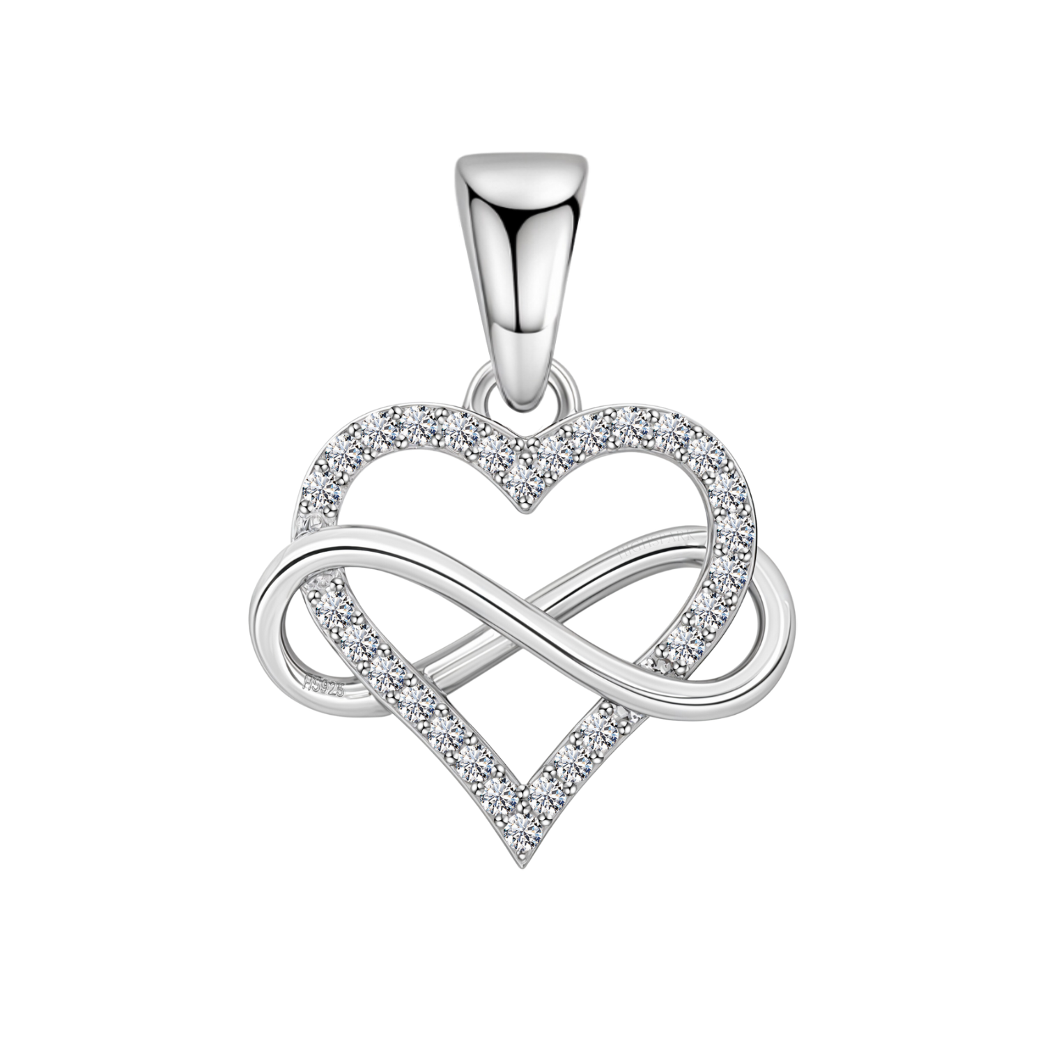 Intertwined Infinite Love Pendant in 92.5 Sterling Silver With Diamond like Brilliance Zirconia HighSpark