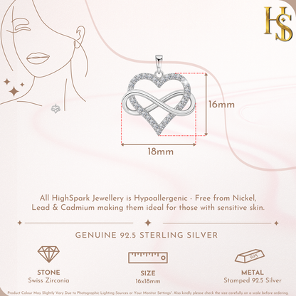 Intertwined Infinite Love Pendant in 92.5 Sterling Silver With Diamond like Brilliance Zirconia