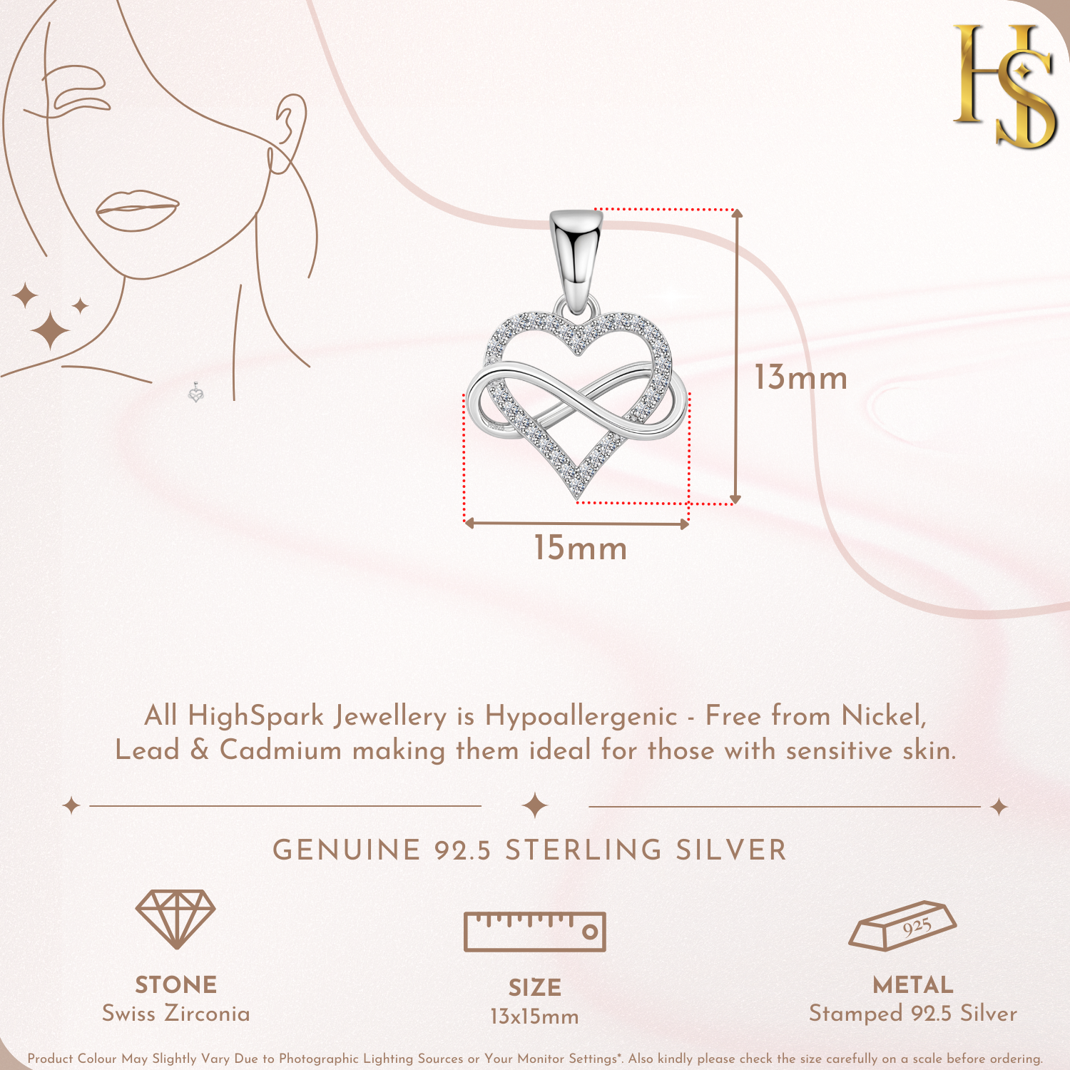 Intertwined Infinite Love Pendant in 92.5 Sterling Silver With Diamond like Brilliance Zirconia HighSpark