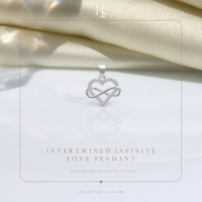 Intertwined Infinite Love Pendant in 92.5 Sterling Silver With Diamond like Brilliance Zirconia HighSpark