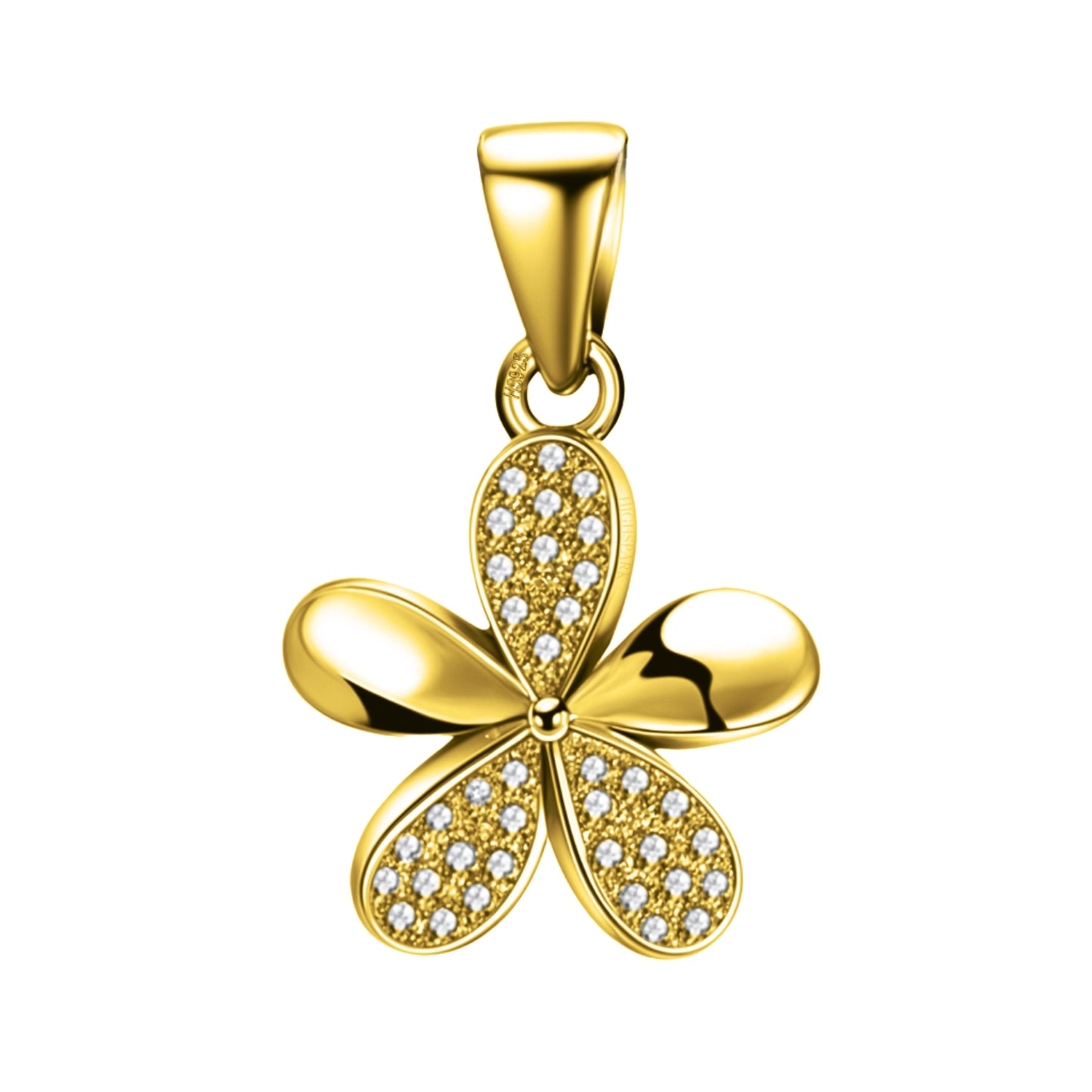Enchanting Floral Pendant With Chain in 925 Sterling Silver in 18k Gold Finish For Women