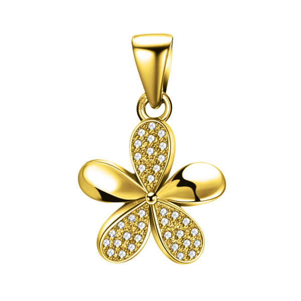 Enchanting Floral Pendant With Chain in 925 Sterling Silver in 18k Gold Finish For Women
