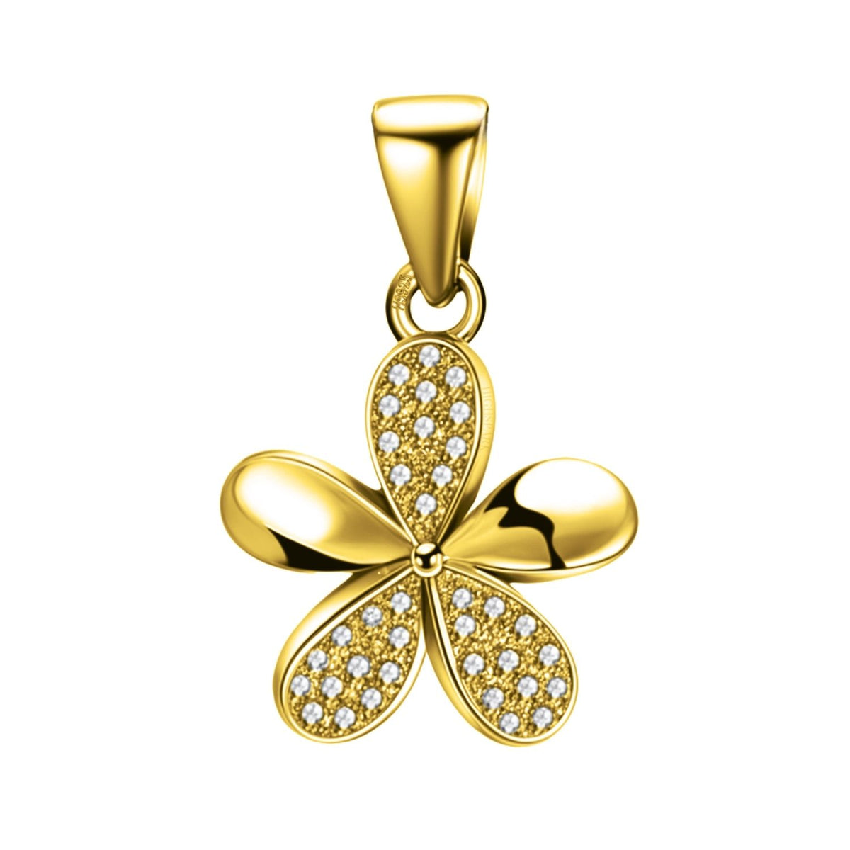 Gold-Plated Flower Pendant Necklace in 925 Sterling Silver