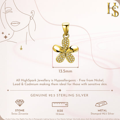 Enchanting Floral Pendant With Chain in 925 Sterling Silver in 18k Gold Finish For Women