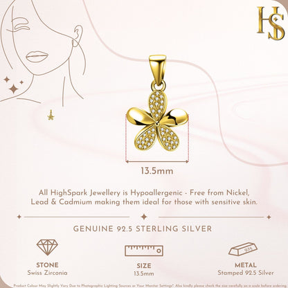 Gold-Plated Flower Pendant Necklace in 925 Sterling Silver