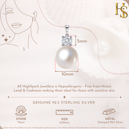 Ethereal Pearl Solitaire Pendant in 92.5 Sterling Silver With Diamond like Brilliance Zirconia