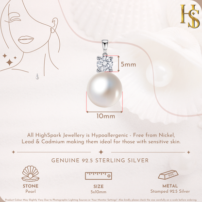 Ethereal Pearl Solitaire Pendant in 92.5 Sterling Silver With Diamond like Brilliance Zirconia