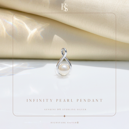 Infinity Pearl Pendant in 925 Sterling Silver for Women