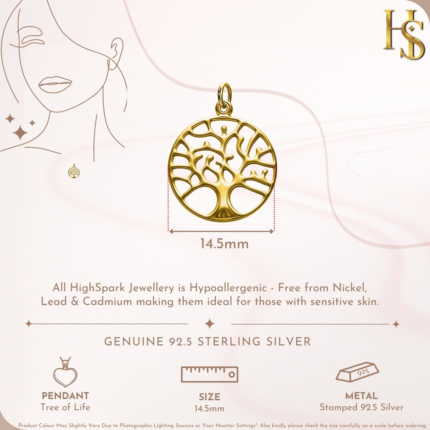 Tree of Life Pendant With Chain in 92.5 Sterling Silver With 18k Gold Finish For Women