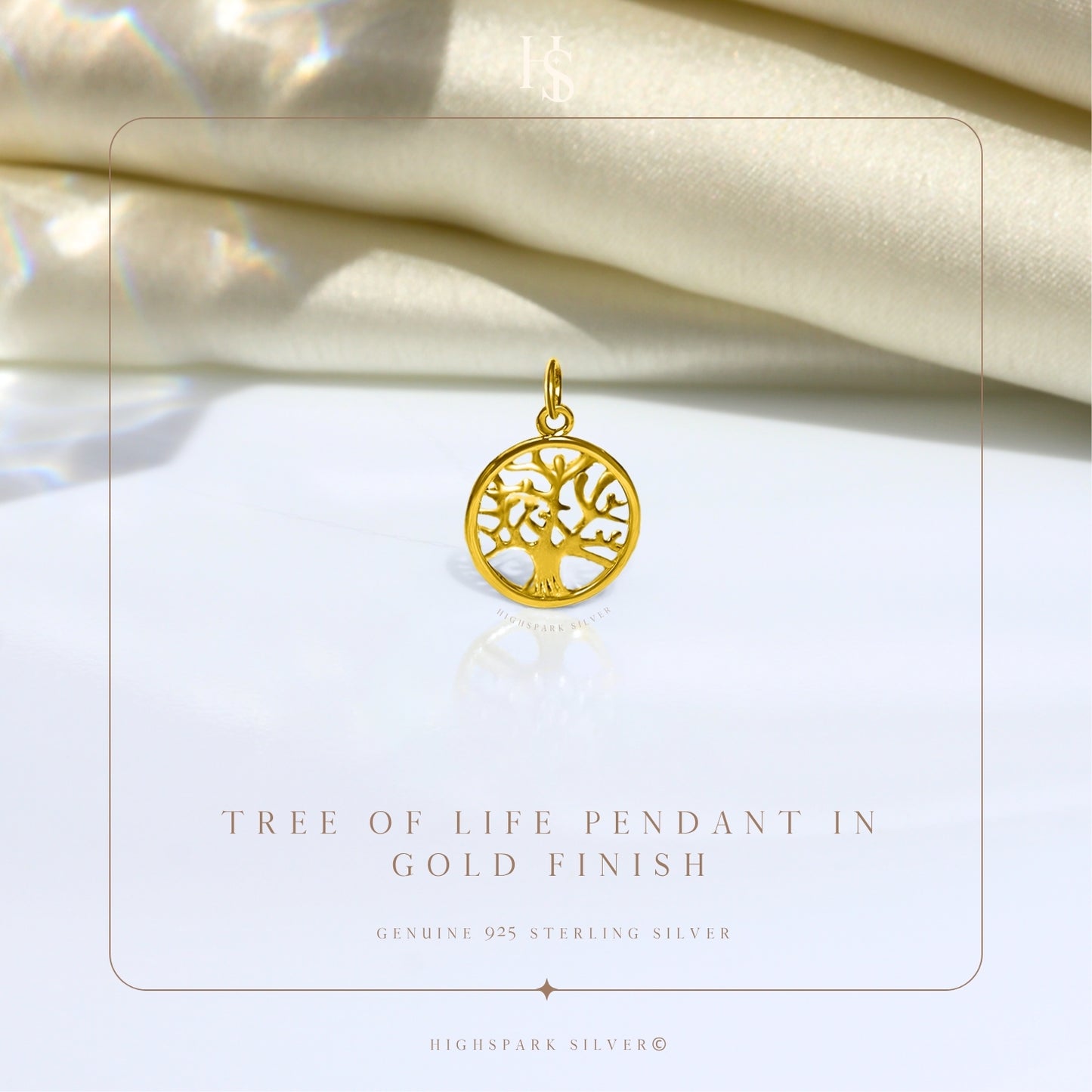 Tree of Life Pendant With Chain in 92.5 Sterling Silver With 18k Gold Finish For Women