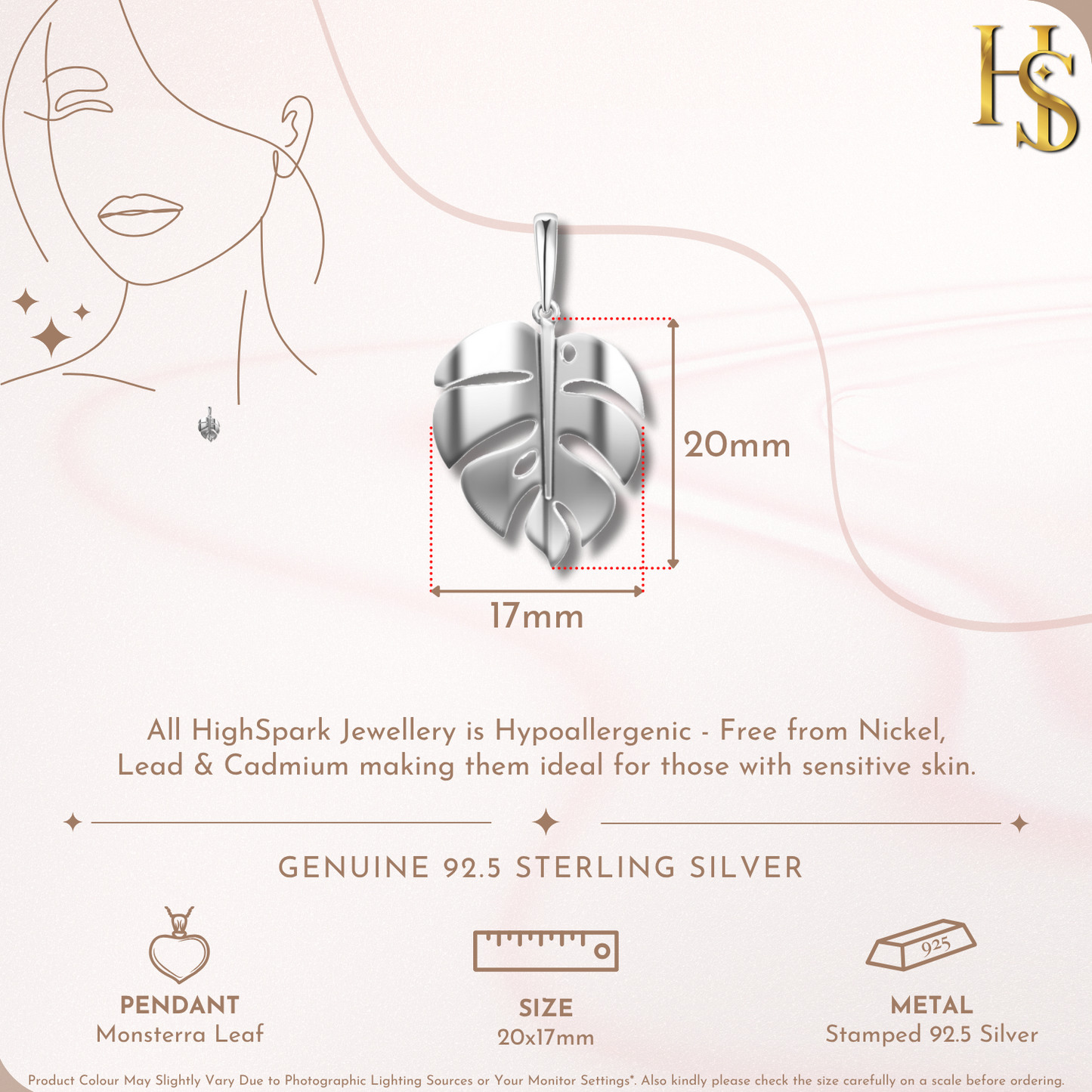 Leaf Pendant Necklace In 92.5 Sterling Silver For Women