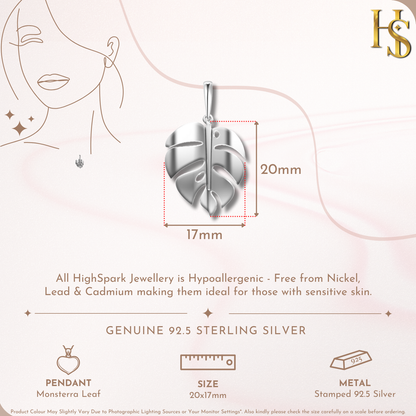 Leaf Pendant Necklace In 92.5 Sterling Silver For Women