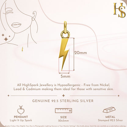 Light It Up Spark Pendant With Chain in 925 Sterling Silver With 18k Gold Finish