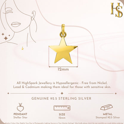 Stellar Star Pendant With Chain in 925 Sterling Silver WIth 18k Gold Finish