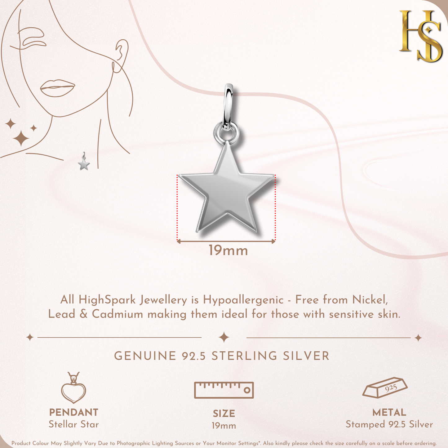 Rising Star Pendant Necklace in 92.5 Silver