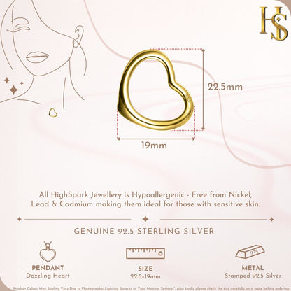 Dazzling Heart Pendant With Chain in 925 Sterling Silver With 18k Gold Finish for Women