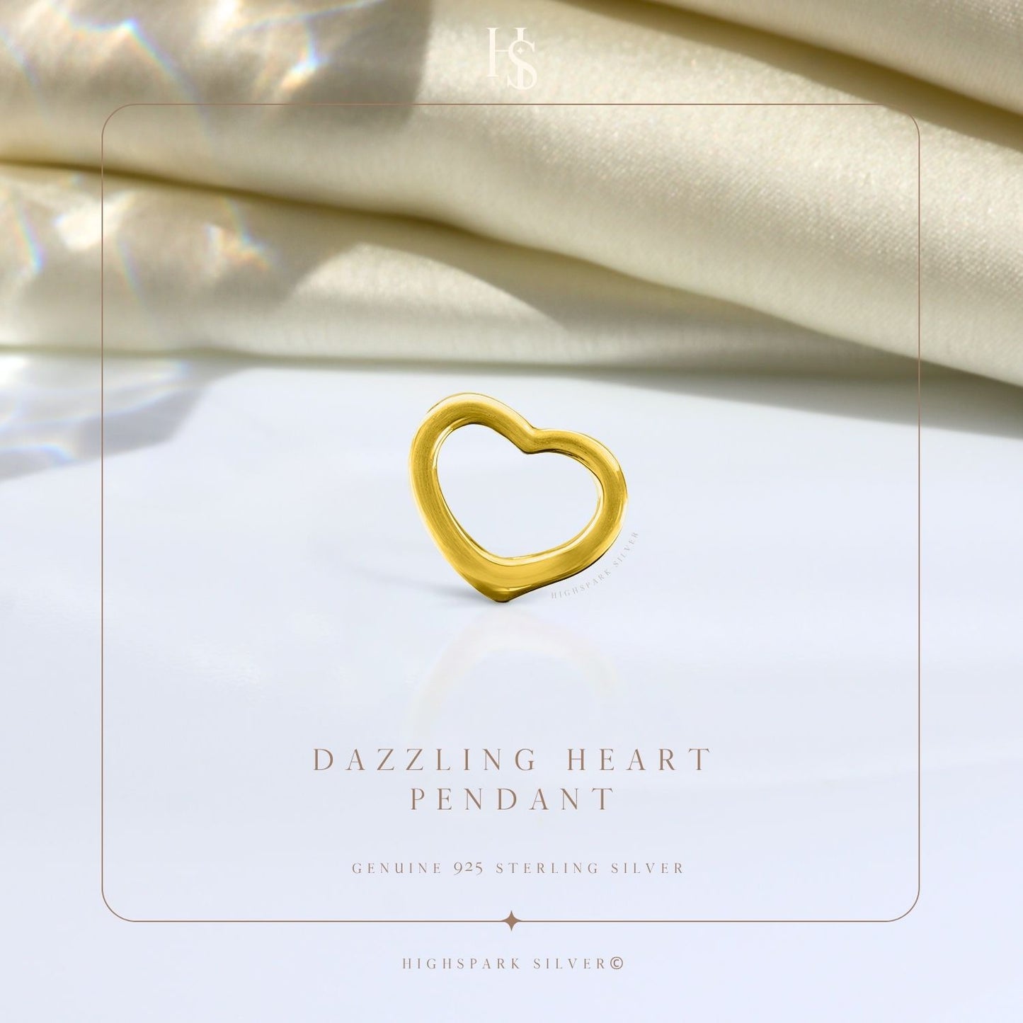 Dazzling Heart Pendant With Chain in 925 Sterling Silver With 18k Gold Finish for Women