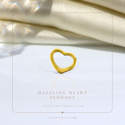 Dazzling Heart Pendant With Chain in 925 Sterling Silver With 18k Gold Finish for Women
