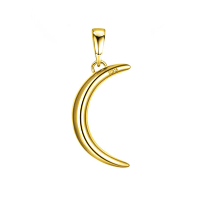 Glistening Crescent Moon Pendant With Chain in 925 Sterling Silver With 18k Gold Finish For Women