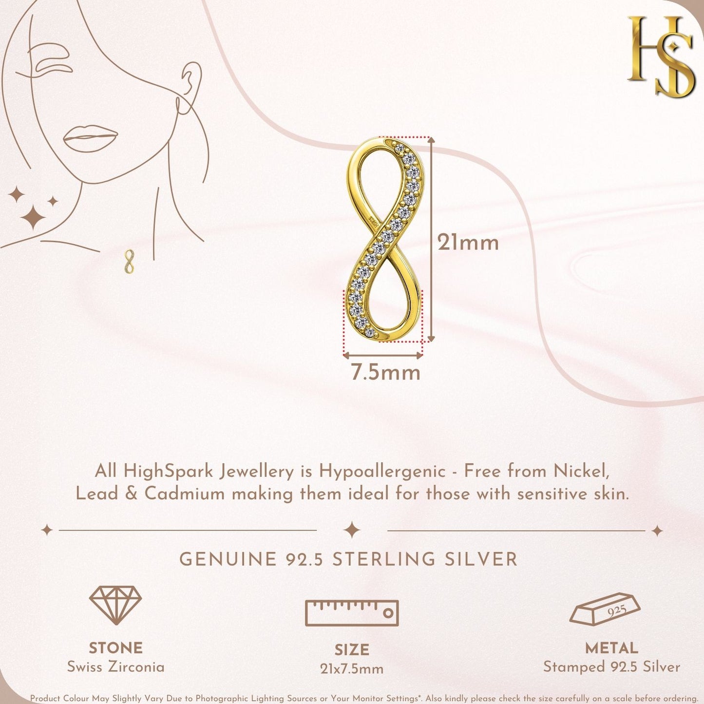 Limitless Infinity Pendant With Chain in 925 Sterling Silver With 18k Gold Finish For Women