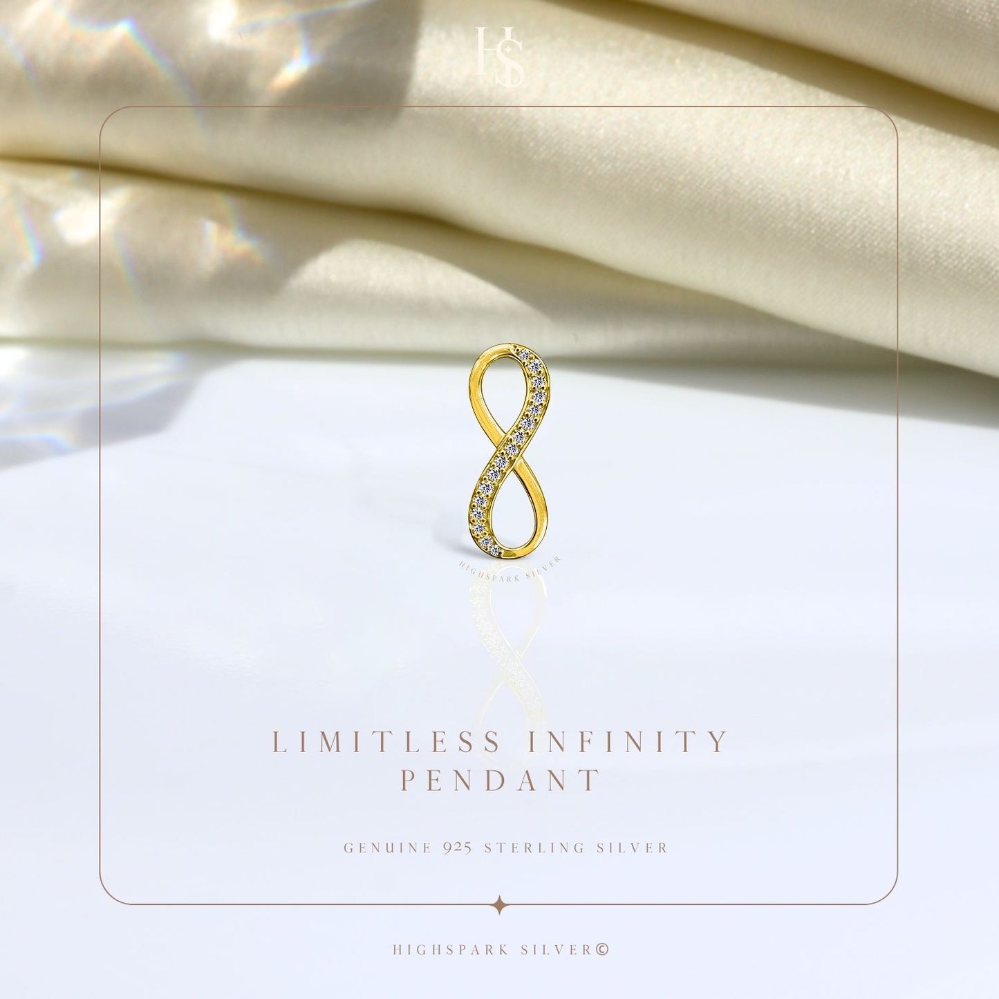 Limitless Infinity Pendant With Chain in 925 Sterling Silver With 18k Gold Finish For Women