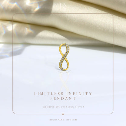 Limitless Infinity Pendant With Chain in 925 Sterling Silver With 18k Gold Finish For Women