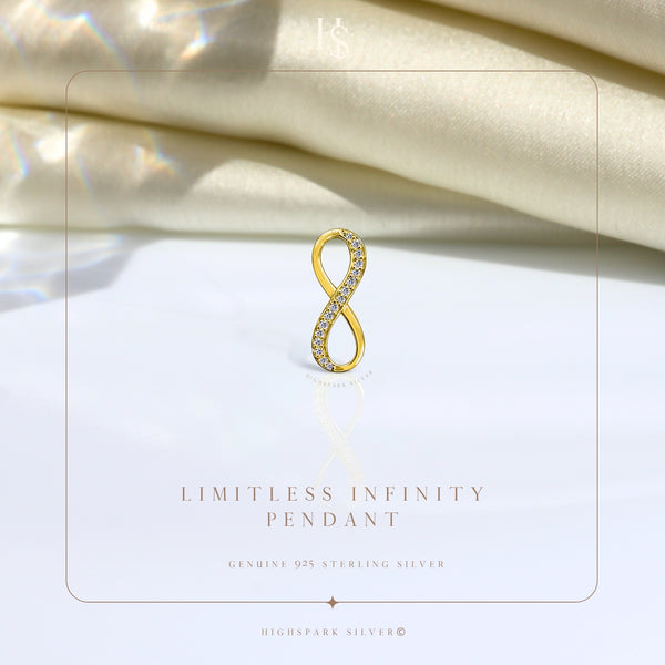 Limitless Infinity Pendant With Chain in 925 Sterling Silver With 18k Gold Finish For Women